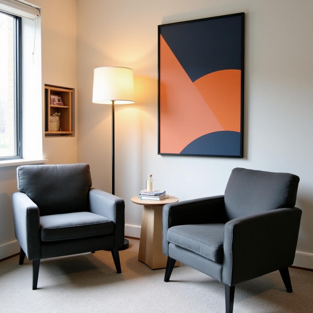 Comfortable consultation area in the Pisapo Hewoge Cincinnati office with seating and natural light
